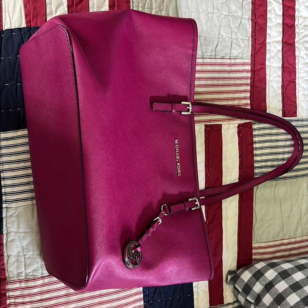 Michael Kors Pink Leather Tote with Gold Hardware